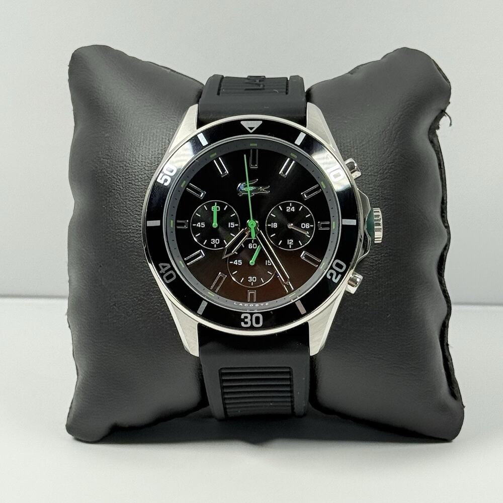 Lacoste 2011152 Men's Watch Black/Green Dial Silicone Band Chronograph